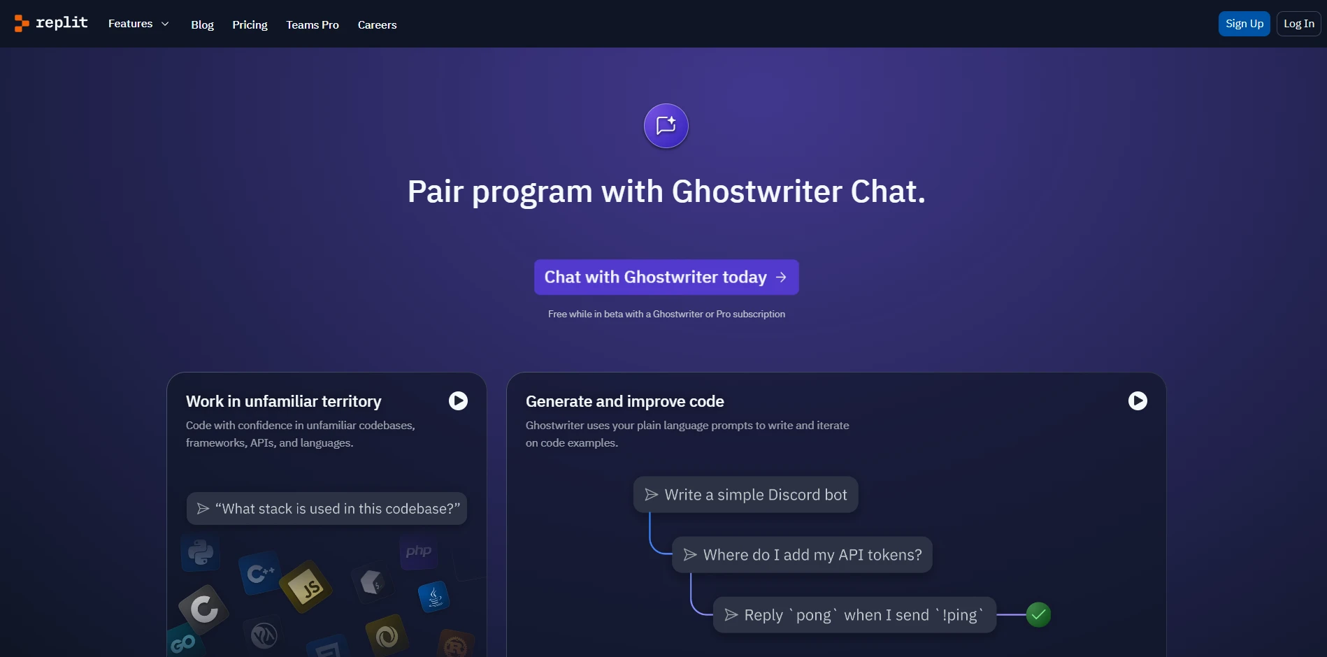 ابزار Ghostwriter از Replit برای کمک به شما در نوشتن کد از هوش مصنوعی استفاده می‌کند